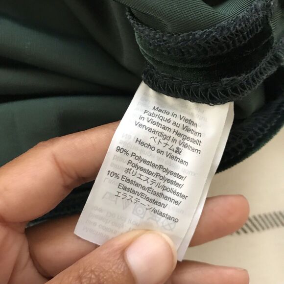 Madewell Velvet Hunter Green Short Sleeve Boxy Top Classic Holiday Blouse - S - Picture 6 of 7